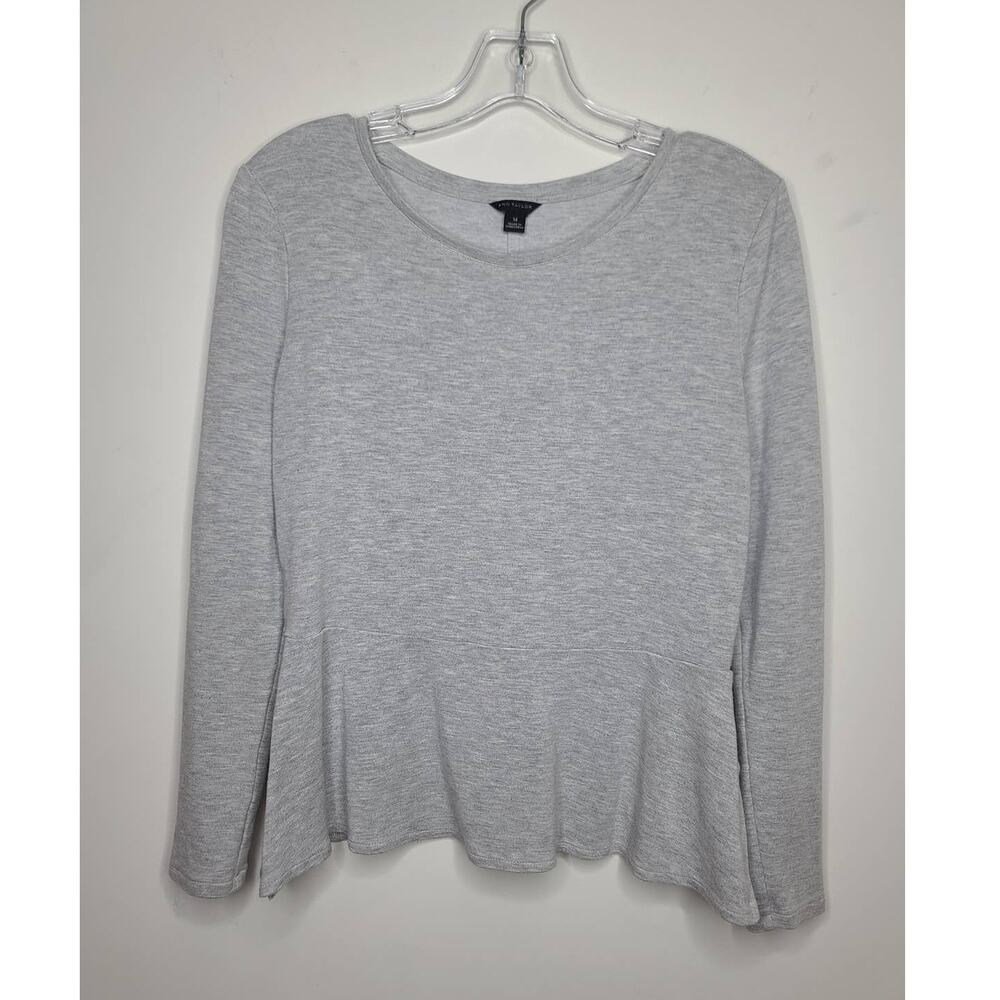 Ann Taylor grey peplum long sleeve shirt - medium